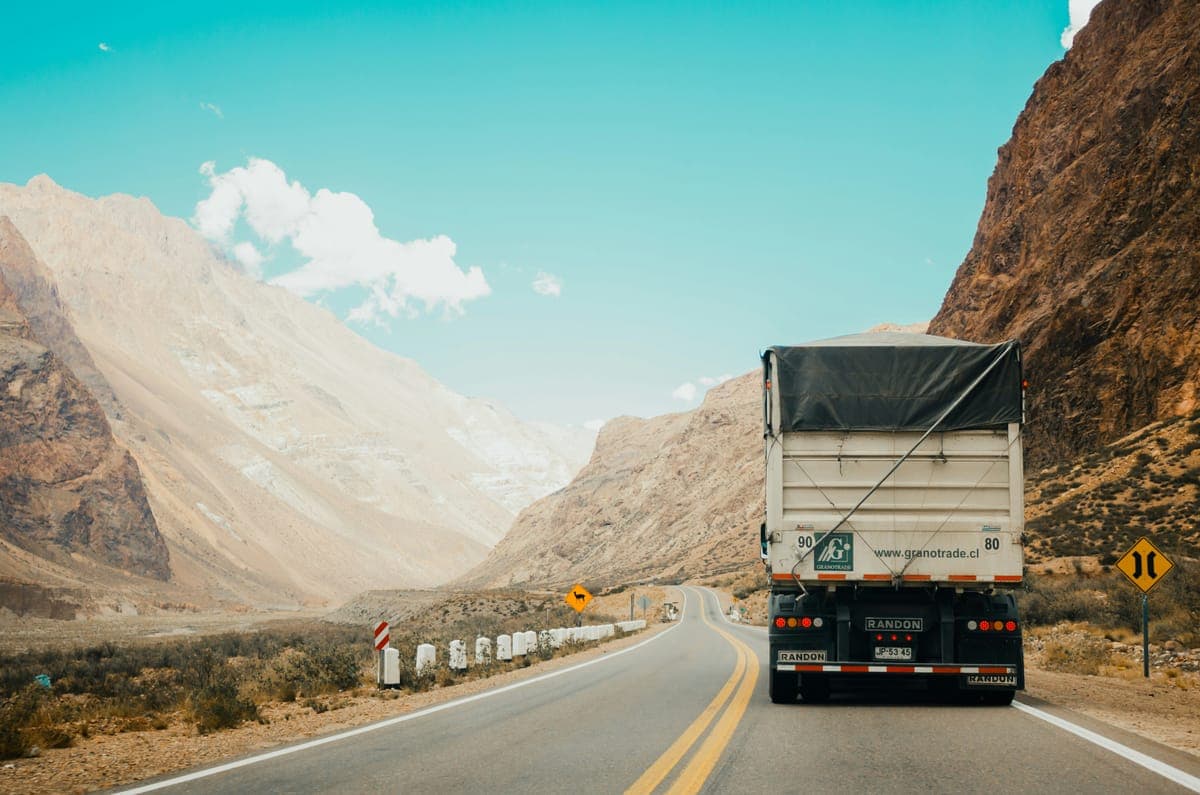 Freight truck transporting cargo on a U.S. highway